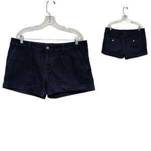 Gap 1969  Jean‎ Shorts Pleated Cuffed Dark Stretch Size  34/14r